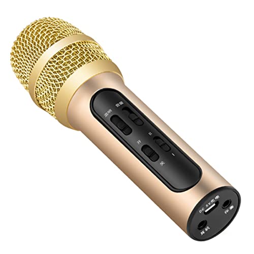 JOINPAYA 1 Satz Mikrofon tragbar Karaoke Stimme Lautsprecher Conference Microphone Singing Microphone richtmikro Microphones mikrophon microfon Gesangszubehör Aluminiumlegierung Golden von JOINPAYA