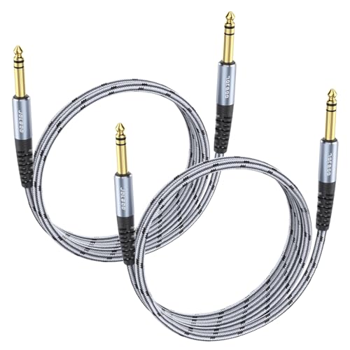 JOLGOO 1/4 Zoll TRS Instrumentenkabel 1m 2-Pack, Viertelzoll-Audiokabel, 6,35 symmetrische Verbindungsleitung für E-Gitarre, Bass, Keyboard, Mischpult, Verstärker, Lautsprecher, elektrische Mandoline von JOLGOO