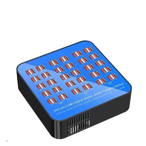 300 W/200 W/100 W 10/20/40/60 Ports USB-Ladegerät-Adapter, multifunktionale HUB-Ladestation, Dock-Buchse Geeignet für unterwegs(Plug,60Port 300W Blue) von JOLIANE