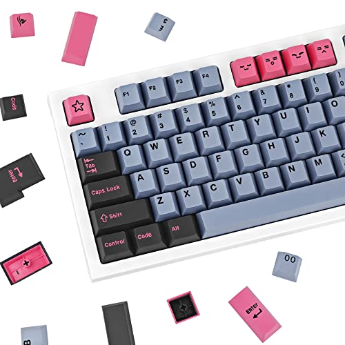 173 Tasten Keycaps 8008 PBT Cherry Profile Double Shot Geeignet für Mechanische Gaming-Tastatur für Cherry MX Switches Grau Rosa Schwarz von JOLINTAL