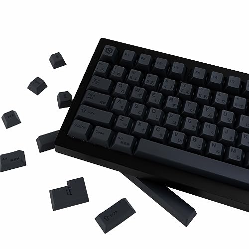 JOLINTAL Tastenkappen mit 143 Tasten, Grau auf Schwarz, japanische Tastenkappen, benutzerdefinierte Tastenkappen, Schwarz auf Grau, PBT Cherry Profile Tastenkappen für mechanische Tastatur von JOLINTAL