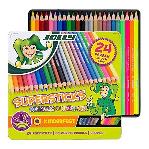 JOLLY Buntstift Superstick kinderfest METALLICMIX, 24er-Metalletui von JOLLY