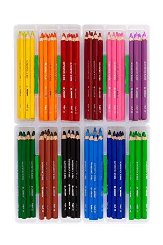 JOLLY X-Big Kindergartenkoffer, 96 Bunstifte in 12 Farben, in praktischer Helkelbox mit Deckel, herausnehmbare Stiftfächer, bruchsichere und kinderfeste Farbstifte von JOLLY