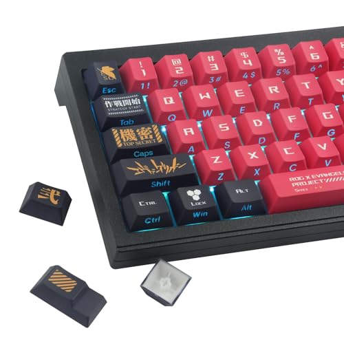 JOMKIZ PBT-Tastenkappen, 129 Tasten, Farbstoff-Sublimation, Kirschprofil-Tastenkappen, seitlich graviert, transparentes Tastenkappen-Set für Cherry MX-Schalter, ASIN/ISO-Layout, mechanische Tastaturen von JOMKIZ