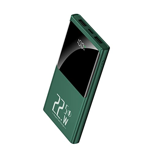 Tragbares Powerbank-Ladegerät 10000mAh 22,5 W Schnellladung PD3.0 QC4.0 USB C In/Out Slim Battery Pack Kompatibel mit iPhone Samsung Google LG iPad und mehr (Green) von JONKUU