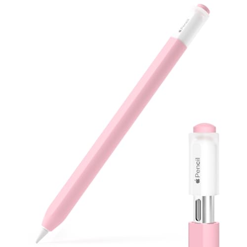 JOOSKO Federmäppchen für Apple Pencil (USB-C), Silikon Schutzhülle Cover Sleeve, unterstützt magnetische Befestigung (Rosa) von JOOSKO