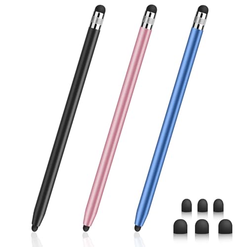 3 Stück Tablet Stift, Touchscreen Stift 2 in 1 Gummi Stylus Touch Pen, Touchscreen Stift Hochpräzise Faserspitze, Universal Stylus Pen Kompatibel mit alle Handys/Tablets/Smartwatches von JOOTUEPO