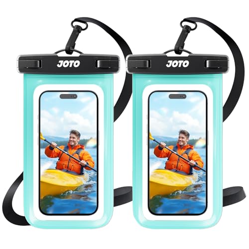 JOTO 2 Stück wasserdichte Handyhülle IPX8 Unterwasser Wasserfest Handytasche für iPhone 16 15 14 13 12 11 Pro Max Plus Galaxy S24 S23 A15 Xiaomi bis 7 Zoll Phone Case -Grün von JOTO