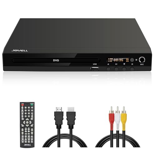 Neu Kompakt HD DVD Player mit Scart - Hochwertig, Vielseitig & Regionsfrei, Mit HDMI/AV & USB Schnittstellen & Mikrofonbuchse, Robustes Metallgehäuse, 1080P DVD-CD-Player für TV von JOVELL