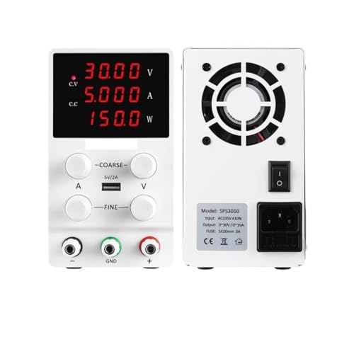 DC-Schaltnetzteil, AC 220 Schalt-DC-Labornetzteil 30V 10A 5A 300W Einstellbare Labortisch-Netzteile Spannungsregler USB für 3D-Drucker, CCTV-Kamera-Sicherheitssystem(120V 3A White) von JOXLOVER