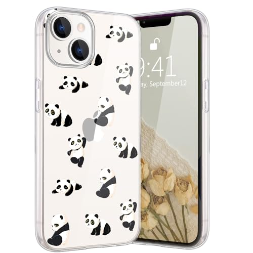 JOYLAND Cute Panda Handyhülle Kompatibel mit iPhone 15 Cartoon Kawaii Tiere Trendy Design Crystal Clear Case Weiche TPU Bumper Schutzhülle für Mädchen Frauen 6,1 Zoll von JOYLAND