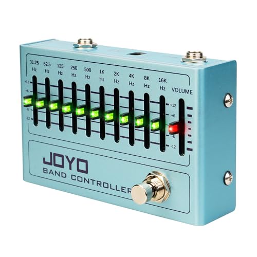JOYO EQ Pedal 10-Band-Equalizer (31,25 Hz–16 kHz) für E-Gitarre und Bass, einschließlich 4-saitiger/5-saitiger/6-saitiger/7-saitiger Gitarren (R-12) von JOYO