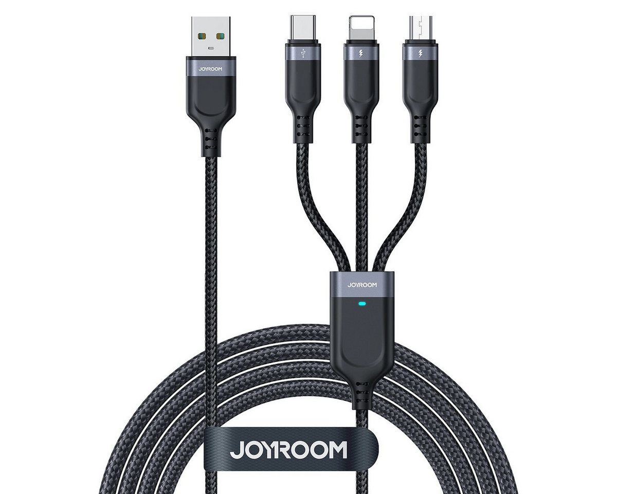 JOYROOM Multi-Use Series 3-in-1- kompatibel iPhone USB-C Micro-USB 1,2 Schwarz USB-Kabel von JOYROOM
