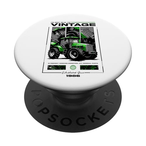 Vintage Traktor Bauer Geburtstag Geboren 1986 PopSockets Klebender PopGrip von JRRTS Retro Birthday Farmer Tractor Designs