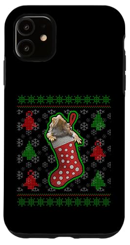 Hülle für iPhone 11 Bartagamen-Weihnachtspullover, Reptilienhalter von JRRTS