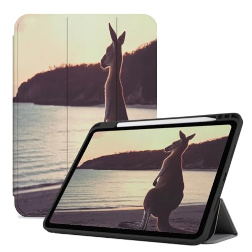 Hülle Für Ipad Air 5./4. Generation 2022/2020 10,9 Zoll, Mit Automatischer Wake/Sleep Und Stifthalter, Dreifach Faltbarer Ständer, Ultradünne Smart Cover, Kängurus am Fluss von JRZEOCI