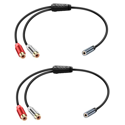 JSADZKJ 3,5 mm zu RCA Y Splitter Stereo-Audiokabel 3,5 mm Weiblich zu 2 RCA Weiblich Audiokabel 1/8 Kopfhöreranschluss zu 2 RCA Stecker Stereo Kabel für MP3 Tablet Lautsprecher 2PCS von JSADZKJ