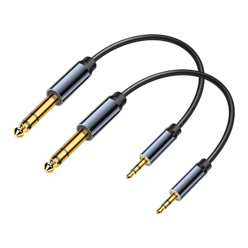 JSADZKJ 3,5mm auf 6,35mm TRS Stereokabel 1/4" Männlich auf 1/8" Männlich TRS Stereo Audio Aux Kabel 30CM 1/8" auf 1/4" Kopfhörer Klinke Audio Adapter für Mischpult Verstärker Heimkino 2St von JSADZKJ