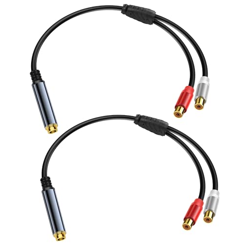 JSADZKJ 6,35mm auf 2 RCA Y Splitter Kabel 1/4 Zoll TRS Stereo Jack Female auf Dual RCA Phono Female Plug Audio Adapter Kabel RCA auf 6,35mm Jack Kabel für Verstärker Lautsprecher 0,3m (2Pcs) von JSADZKJ