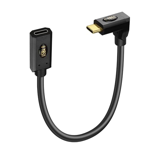 JSADZKJ 90 Grad USB C Kabel Abwärtswinkel USB 4.0 Weiblich-zu-Männlich Verlängerungskabel 240W PD Schnellladung HD 8K@60Hz 40Gbps Datenübertragung USB C Kabel für Laptop Handy Festplatte 0,3m von JSADZKJ