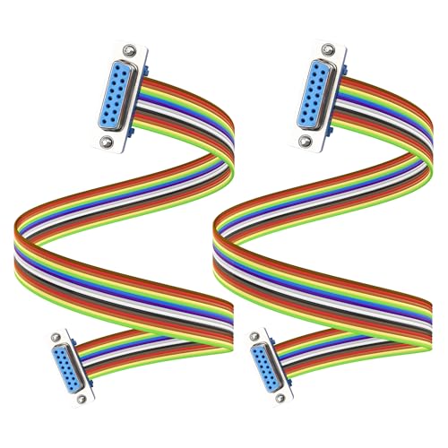 JSADZKJ DB15 RS232 Serielles Verlängerungskabel Weiblich zu Weiblich D-SUB 15-Pin Stecker gerade durch Kabel 1.6FT DB15 Serielles Kabel für Computer Drucker Scanner 2Pcs (weiblich zu weiblich) von JSADZKJ