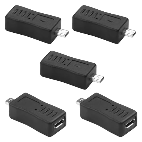 JSADZKJ Mikro-zu-Mini-USB-Adapter, Mikro-USB-w eiblich zu 8-Pin-Mini-USB-männlich Konvertierung Adapter für Telefon Computer Kameras GPS Auto Recorder Aufladen und Übertragen von Daten 5 Stück von JSADZKJ