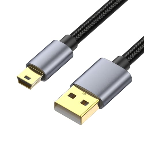 JSADZKJ Mini-USB-Datenkabel USB A 2.0 zu USB Mini Verlängerungskabel USB Mini B Nylon geflochtenes Ladekabel,kompatibel mit MP3-Player Kamera GPS-Empfänger Mikrofon 10Ft/3M von JSADZKJ