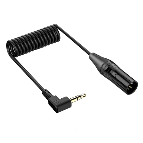 JSADZKJ Rechtwinkliges 3.5mm zu XLR Aux Kabel Spirale 1/8 Zoll Klinke Stereo zu XLR Männlich Kabeladapter für Laptop,Mikrofon,Verstärker 30Cm/0.98Ft (Männlich-zu-Männlich) von JSADZKJ