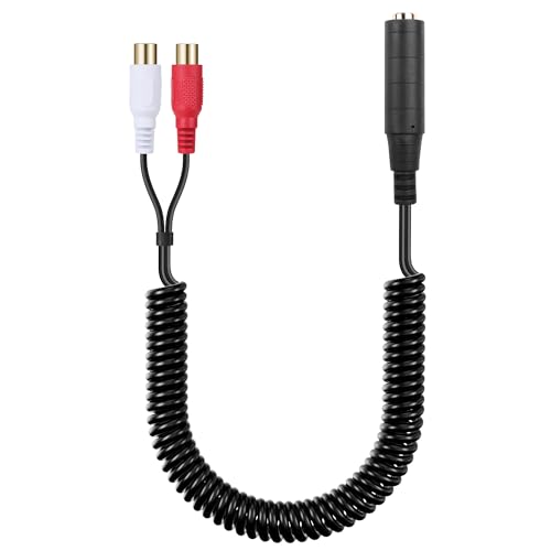 JSADZKJ1/4 Zoll TRS zu 2 RCA Audiokabel 6,35mm Buchse zu Dual RCA Stecker Y Splitter Kabel für Mixer Lautsprecher 35cm/14 in (6.35mm Weiblich auf 2RCA Weiblich) von JSADZKJ