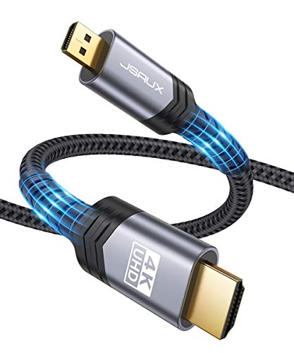JSAUX 4K Micro HDMI Kabel 3M, Micro HDMI auf HDMI Kabel mit Ethernet, UHD 4K, 3D, ARC Funktioniert, HDMI D auf HDMI A Kabel Kompatibel mit Raspberry Pi 4, Hero 8/7/6/5, Alpha, Sony, Kanon Grau JSAUX 4K Micro HDMI Kabel 3M, Micro HDMI auf HDMI Kabel mit Ethernet, UHD 4K, 3D, ARC Funktioniert, HDMI D auf HDMI A Kabel Kompatibel mit Raspberry Pi 4, Hero 8/7/6/5, Alpha, Sony, Kanon Grau von JSAUX