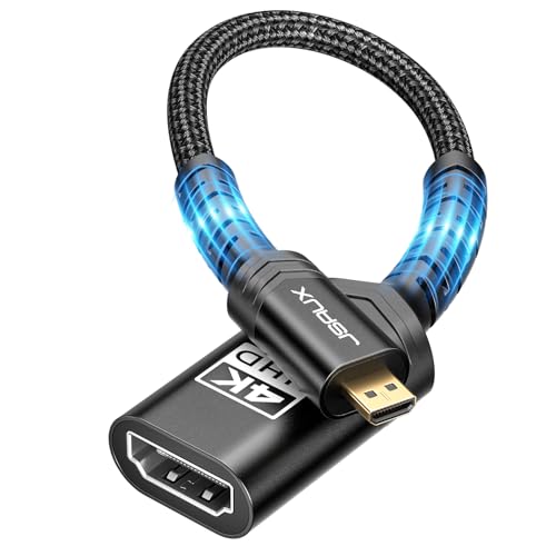 JSAUX Micro HDMI auf HDMI Adapter [2 Stück], Micro HDMI Stecker auf HDMI 2.0 Buchse Kabel, 4K@60Hz HDR 3D 18Gbps, Kompatibel mit Smartphones, Tablets, Kameras und andere vergoldete Geräte-Schwarz von JSAUX