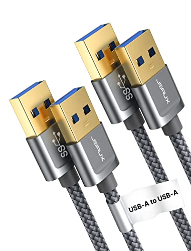 JSAUX USB 3.0 Kabel, [2 Stück 1M+2M] USB A Stecker auf A Stecker Nylon Verbindungskabel, 5Gbps vergoldeter Anschluss(Grau) von JSAUX