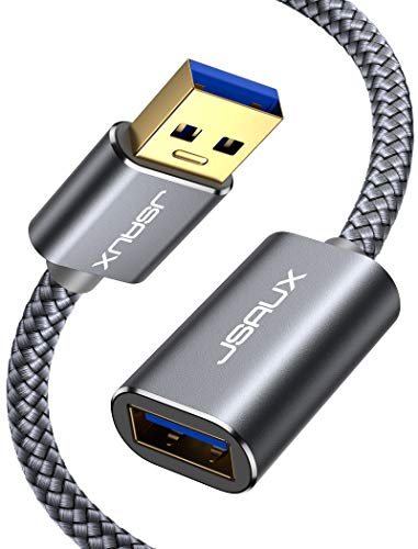 JSAUX USB 3.0 Verlängerung Kabel 1M, USB A Stecker auf A Buchse Nylon Verlängerungskabel 5Gbps Superschnelle mit Vergoldeten Kontakte Kompatibel mit Kartenlesegerät,Tastatur, Drucker, Scanner, Kamera von JSAUX