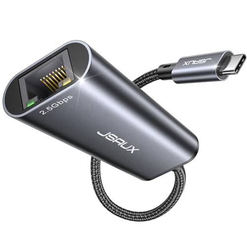 JSAUX USB C auf Ethernet Adapter 2.5G, USB Typ-C zu LAN Adapter RJ45 2500Mbps Thunderbolt 4 Netzwerkadapter für iPhone 15, Galaxy S24 Ultra, Mac Pro/Air, Laptops, PC unter Windows 11/10/8, macOS usw von JSAUX