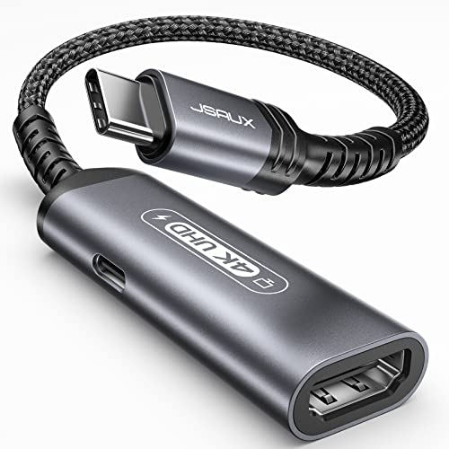 JSAUX USB C auf HDMI Adapter mit Ladegerät 4K@60Hz, Thunderbolt 3 auf HDMI 2.0 Adapter, kompatibel mit iPhone 16/16 Plus/16 Pro/16 Pro Max, MacBook Pro/Air, iPad Pro, iMac, Galaxy, ROG Ally von JSAUX