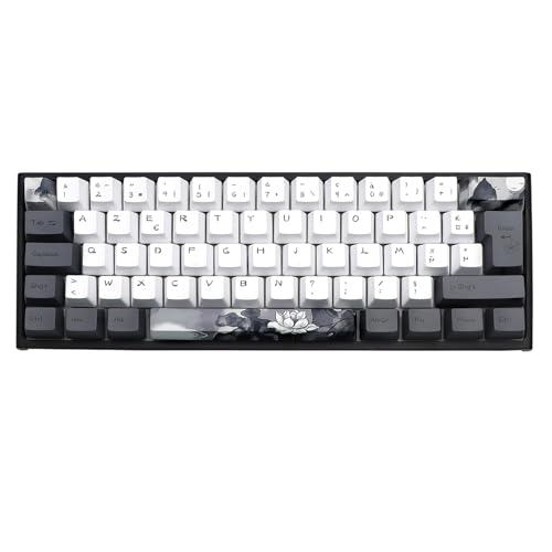 JSJT Tinte Lotus Tastenkappen ISO Französisch Tastenkappen 148 Tasten PBT Tastenkappen OEM Profil mit Tastenkappenabzieher für 61/68/84/87/96/108 Cherry MX Switch mechanische Tastaturen von JSJT