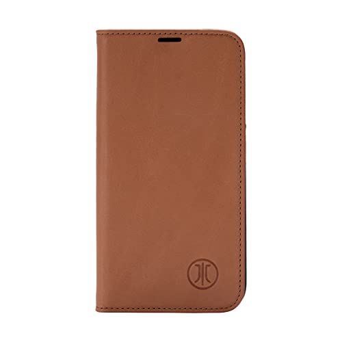 JT Berlin Bookcase Tegel Echtleder Hülle kompatibel mit Apple iPhone 14 Pro Max [Premium Flip-Case, Standfunktion, EC-Kartenfächer, Magnetverschluss] Cognac Hellbraun von JT Berlin