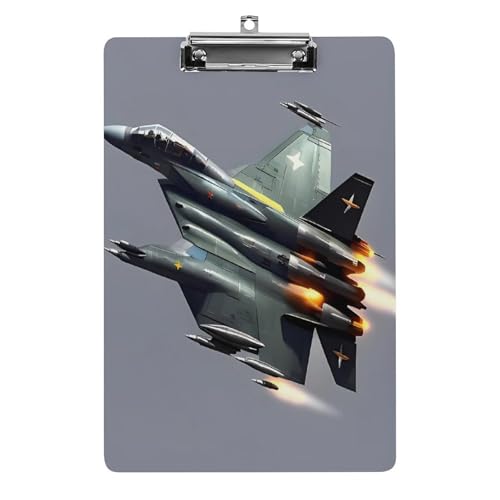 Klemmbretter im A4-Format in Briefgröße, Jet-Fighter-Druck, Acryl-Klemmbretter, Acryl-Klemmbrett mit niedrigem Profil-Clip für Damen und Herren von JTREWBV