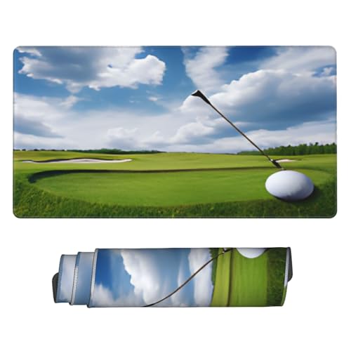 Große Schreibtischunterlage für Golfplatz, Gaming-Mauspad, erweitertes großes Mauspad, 75 x 40 x 0,3 cm, niedlich bedruckt, grafische Schreibtischmatte, genähter Rand, rutschfeste Gummiunterseite, von JTXSFYZPB