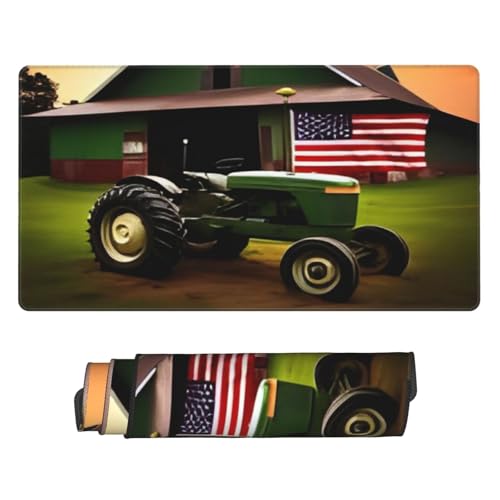 Großes Mauspad mit Motiv "Old Tractor Photo Farm", Gaming-Mauspad, erweitertes großes Mauspad, 75 x 40 x 0,3 cm, niedlich, bedruckte Grafik-Schreibtischmatte, genähter Rand, rutschfeste von JTXSFYZPB