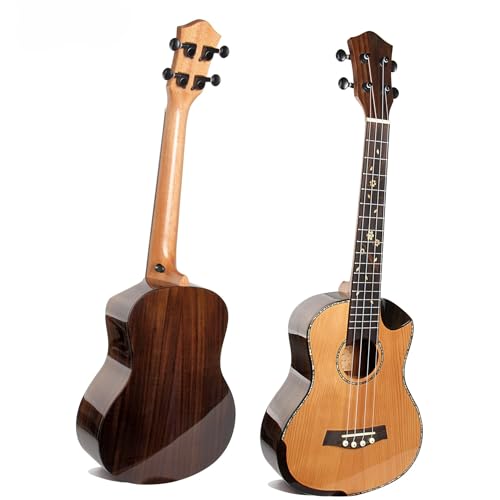 Ukulele Red Pine Rose Solid Half-Cutaway Barrel Gitarre 24/26 Zoll Ukulele Set(24) von JTYUERWQ