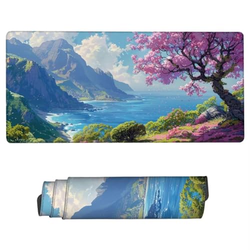 Gaming Mauspad XXL,Mauspad Kirschblüten Mousepad 1200x600x3mm,Schreibtischunterlage Wolken Mousepad,Wasserdicht Mauspad Gaming,Improved Precision and Speed,Gaming-Mauspads für PC,Geschenke ZH-622 von JUAIYOON