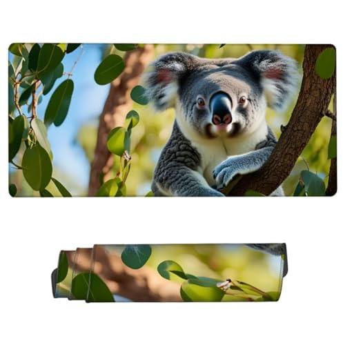 Mauspad XXL 1000x500x3mm,Mousepad Grau Schreibtischunterlage,Mousepad Koala Gaming Mauspad Wasserdicht,Desk Mat mit Vernähte Kanten,Rutschfester Mouse Pad,Mauspads für Gaming,Büro,Zuhause ZH-865 von JUAIYOON