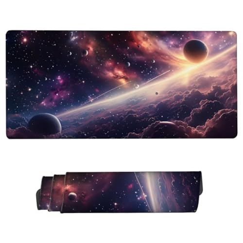 Mauspad XXL 1000x500x3mm,Mousepad Planet Schreibtischunterlage,Mousepad Lila Gaming Mauspad Wasserdicht,Desk Mat mit Vernähte Kanten,Rutschfester Mouse Pad,Mauspads für Gaming,Büro,Zuhause ZH-833 von JUAIYOON