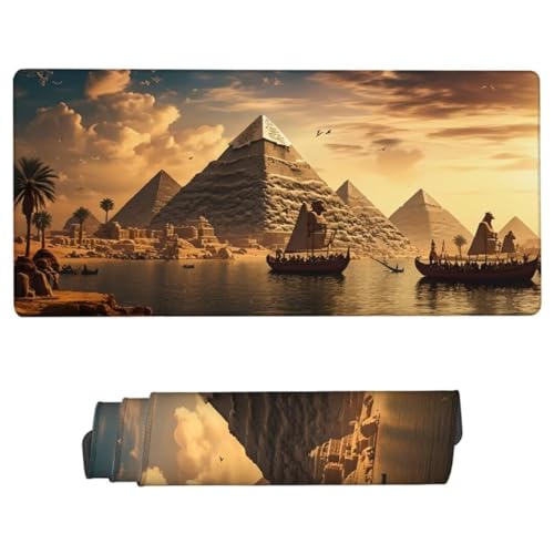 Mauspad XXL 1000x500x3mm,Mousepad Pyramide Schreibtischunterlage,Mousepad Landschaft Gaming Mauspad Wasserdicht,Desk Mat mit Vernähte Kanten,Rutschfester Mouse Pad,Mauspads für Gaming,Büro ZH-877 von JUAIYOON