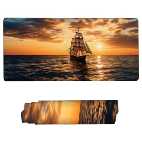 Mauspad XXL 1200x600x3mm, Mousepad Meer Schreibtischunterlage, Mousepad Sonnenaufgang Gaming Mauspad Wasserdicht, Desk Mat mit Vernähte Kanten, Rutschfester Mouse Pad, Mauspads für Gaming, Büro ZH-863 von JUAIYOON