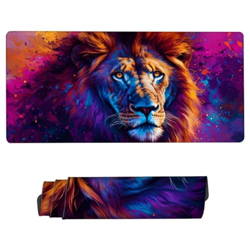 Mauspad XXL 700x400x3mm, Mousepad Lila Schreibtischunterlage, Mousepad Löwe Gaming Mauspad Wasserdicht, Desk Mat mit Vernähte Kanten, Rutschfester Mouse Pad, Mauspads für Gaming, Büro, Zuhause ZH-839 von JUAIYOON