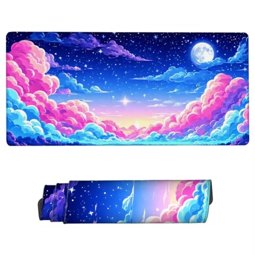 Mauspad XXL 700x400x3mm, Mousepad Rosa Schreibtischunterlage, Mousepad Wolken Gaming Mauspad Wasserdicht, Desk Mat mit Vernähte Kanten, Rutschfester Mouse Pad, Mauspads für Gaming, Büro, Zuhause ZH-63 von JUAIYOON