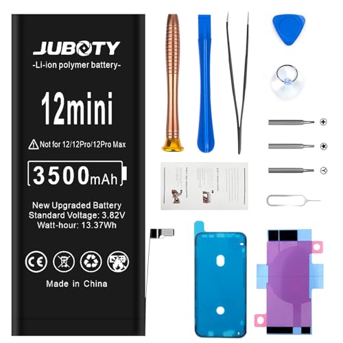 JUBOTY 3500mAh Akku für iPhone 12Mini, Neues Upgrade Li-ion hohe Kapazität Akku Ersatz für iPhone 12Mini Model A2399 A2176 A2398 A2400 mit kompletten professionellen Reparatur-Set von JUBOTY