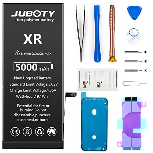 JUBOTY 5000mAh Akku für iPhone XR, Neues Upgrade Li-ion hohe Kapazität Akku Ersatz für iPhone XR Model A1984 A2105 A2106 A2108 mit kompletten professionellen Reparatur-Set von JUBOTY